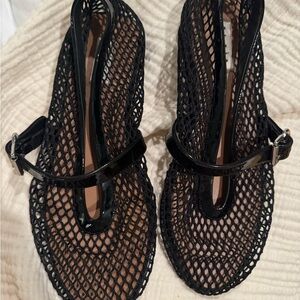 AUTHENTIC ALAIA Mesh Black Ballet Flats In Fishnet